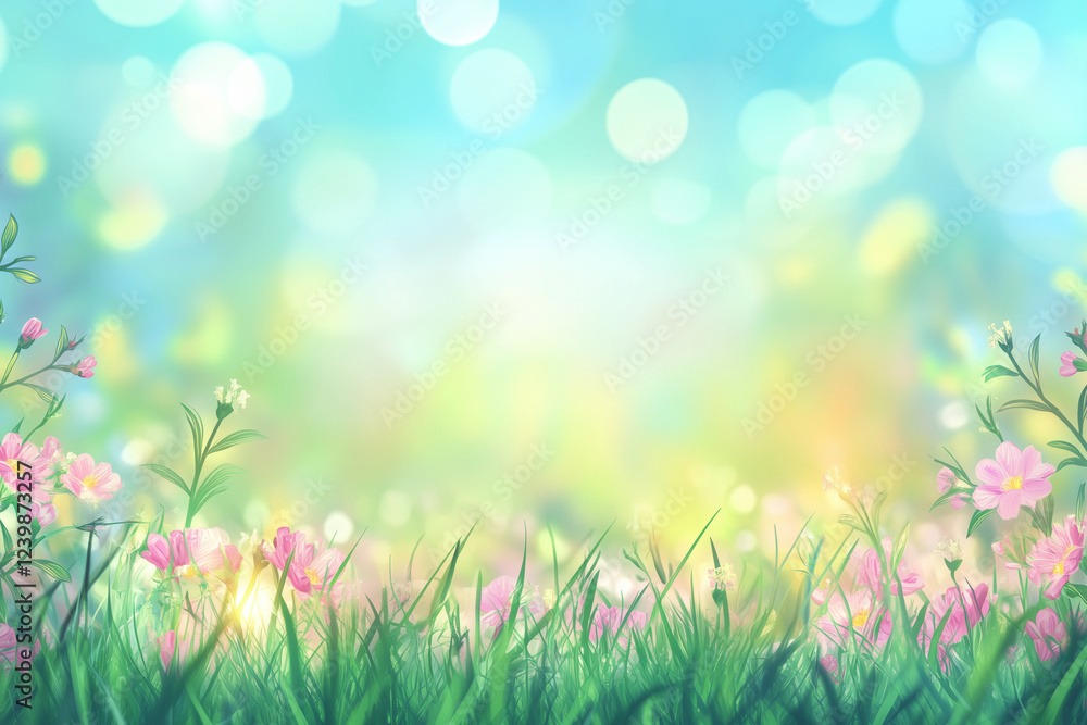 spring background with grass and flowers spring background with grass and flowers