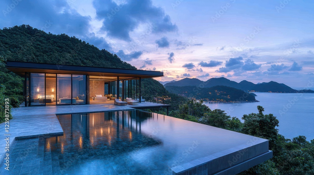 Obraz premium Sunset Villa, Ocean View, Infinity Pool, Luxury