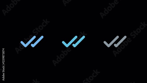 Double Check for Messages Seen, messages received, message delivered, read messages, double Checkmark isolated icon | Transparent Background | 4K UHD ProRes 4444 | Alpha