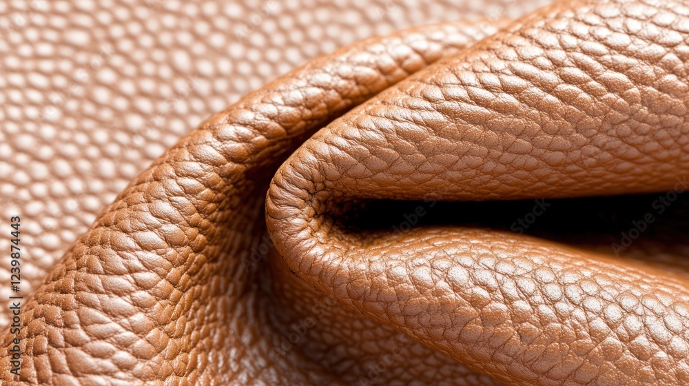Fototapeta premium Close-up of textured brown leather showcasing its grain and folds.