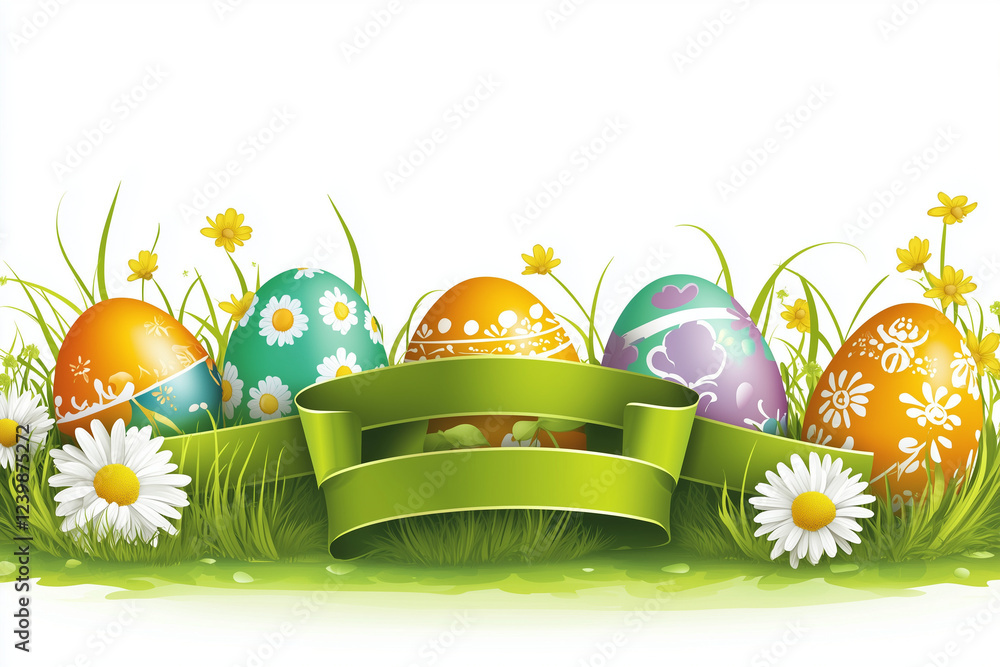 easter eggs and flowers