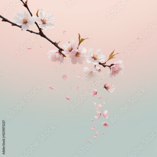  delicate cherry blossoms cascading in a serene gradient