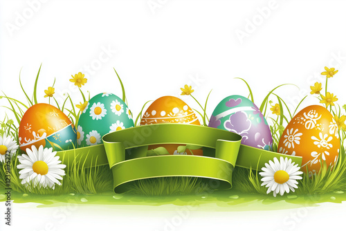Obraz na płótnie easter eggs and flowers w salonie
