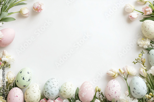 Obraz na płótnie frame of easter eggs and flowers w salonie