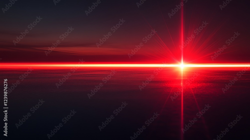 Obraz premium Fiery Sunset Over Calm Ocean Waters