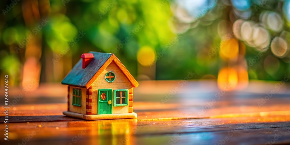 Tilt-Shift Toy House on Desk with Selective Focus Tilt-Shift Toy House on Desk with Selective Focus