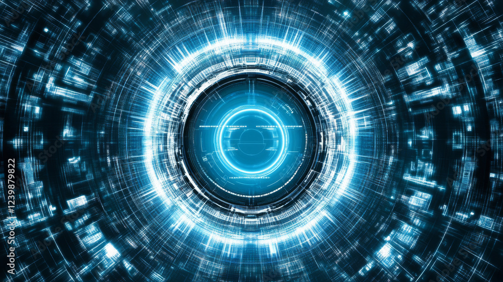Fototapeta premium Futuristic digital technology background with glowing blue lights