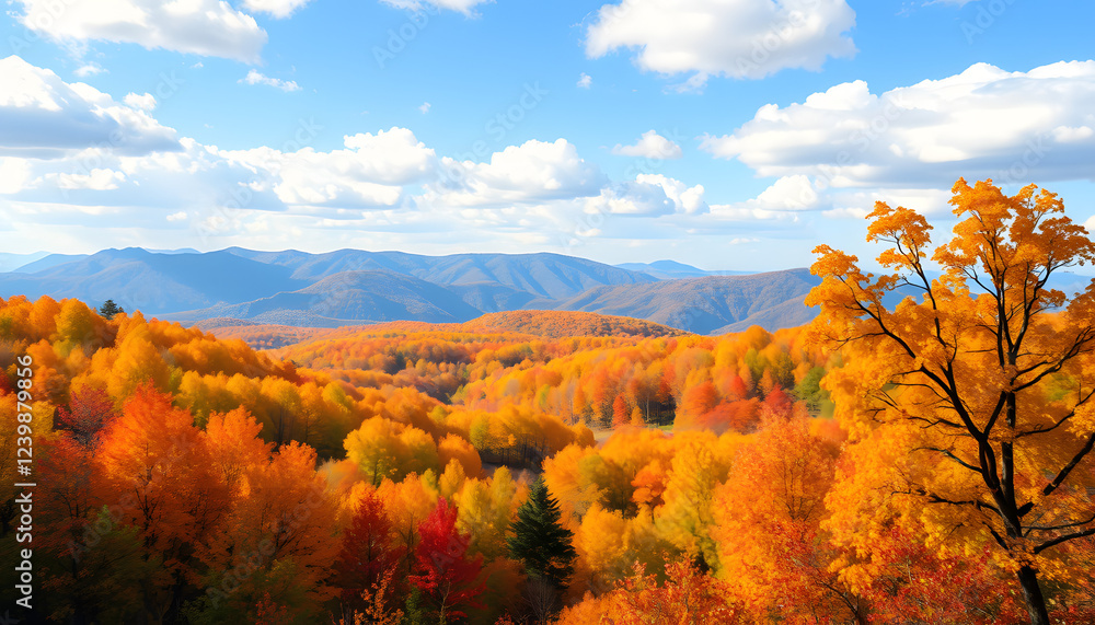 Fototapeta premium Colorful autumn background panorama, low-poly. isolated with white shades