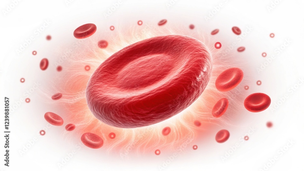 Fototapeta premium blood vessels concept, Red blood cell illustration with surrounding particles