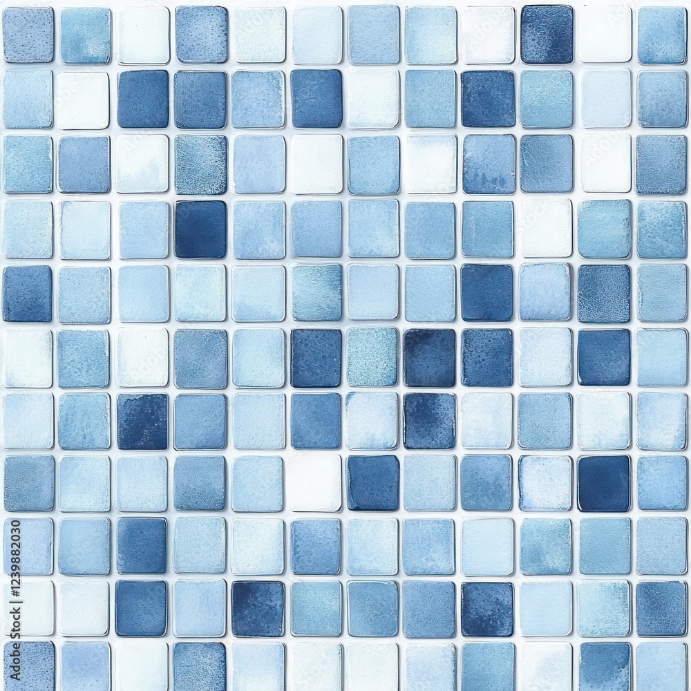 Blue and White Ceramic Mosaic Tile Pattern for Bathroom Wall and Floor Background Blue and White Ceramic Mosaic Tile Pattern for Bathroom Wall and Floor Background