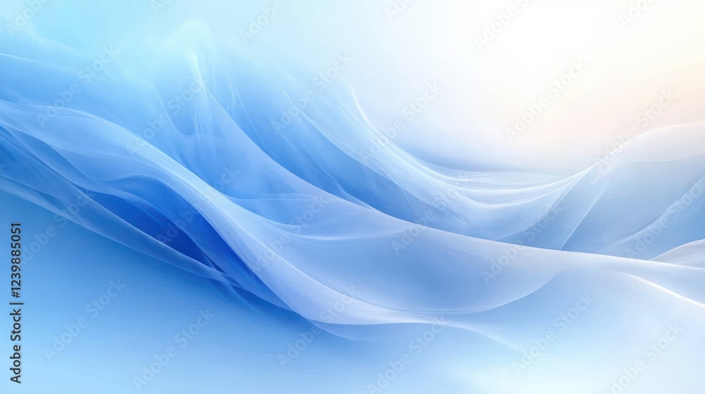 Fototapeta premium Tranquil Flowing Blue White Waves Abstract Background