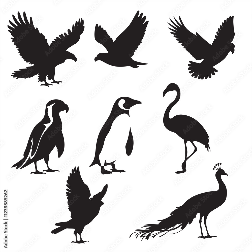 set of black various bird silhouette for graphic resources set of black various bird silhouette for graphic resources