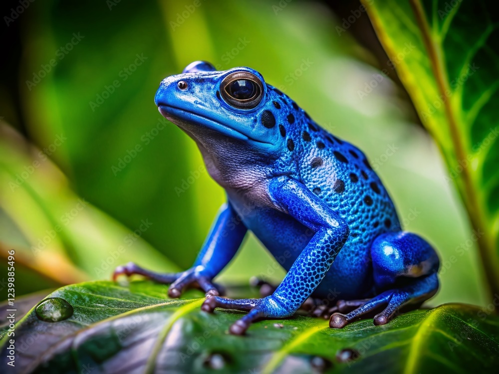 Obraz premium Vibrant Blue Poison Dart Frog in Sipaliwini Savanna Rainforest