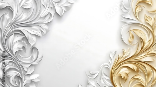 Elegant White and Gold Floral Design Background
