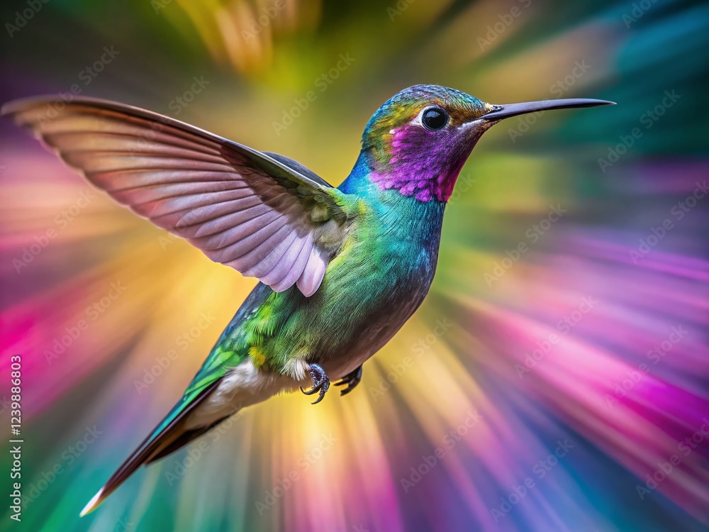 Obraz premium Vibrant Hummingbird in Flight Captured with Long Exposure