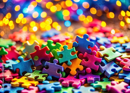 Vibrant Jigsaw Puzzle Background in Close-Up photo