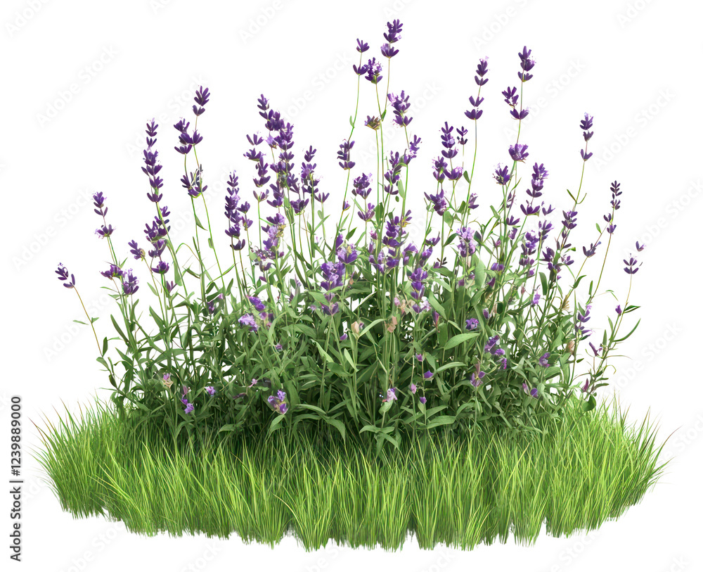 Fototapeta premium PNG Lavender flowers grass blossoms.