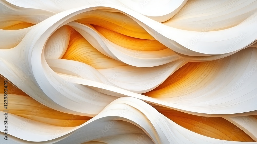 Obraz premium Abstract Swirling Waves of Cream and Gold Hues: A Captivating Visual Symphony