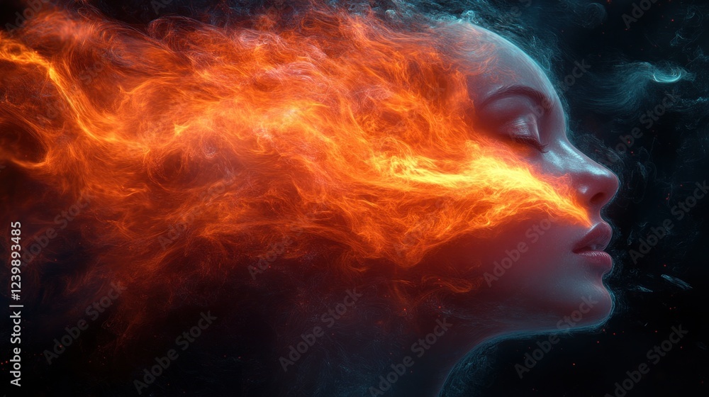 Fiery Transformation: A Woman Embracing Inner Fire Fiery Transformation: A Woman Embracing Inner Fire