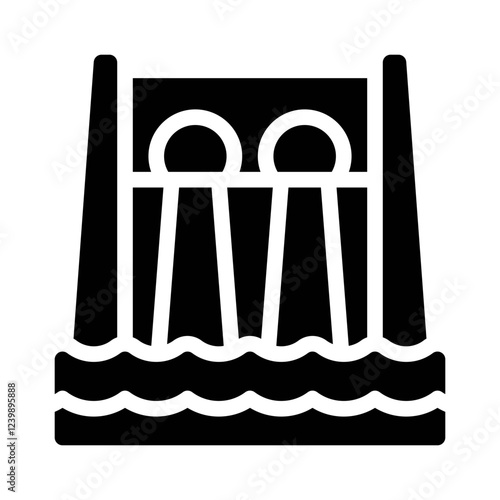hydroelectric dam glyph icon