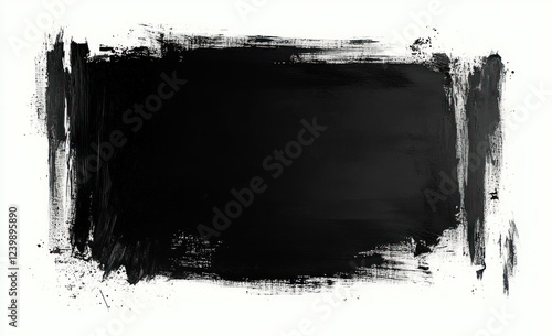Bold Abstract Expressionist Black Brushstroke Frame Art