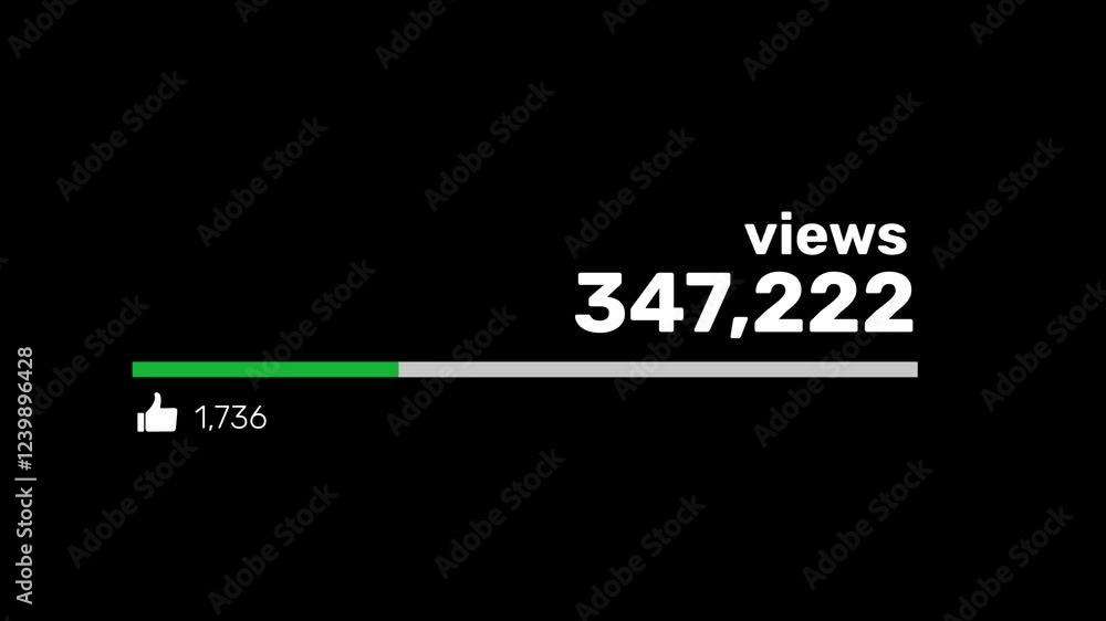Social Media Views and Like Counting YouTube 1 Million Views Counter Alpha Channel. 4K Resolution Social Media Views and Like Counting YouTube 1 Million Views Counter Alpha Channel. 4K Resolution