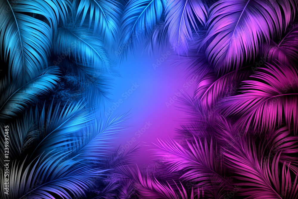 A vibrant and colorful image featuring a palm tree with a blue and purple background. The palm tree is surrounded by a blue and purple background, creating a striking contrast. The colors of the tree A vibrant and colorful image featuring a palm tree with a blue and purple background. The palm tree is surrounded by a blue and purple background, creating a striking contrast. The colors of the tree