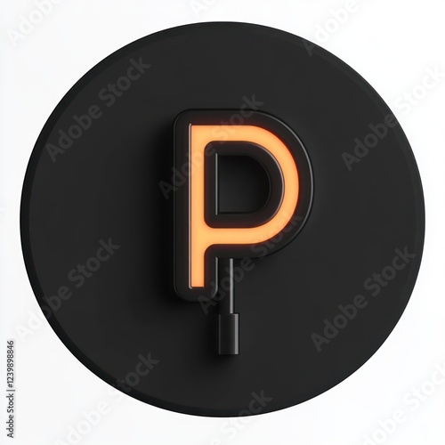 Electric Plug and Letter P Logo for Parking Area with Monochromatic Minimalist Design photo