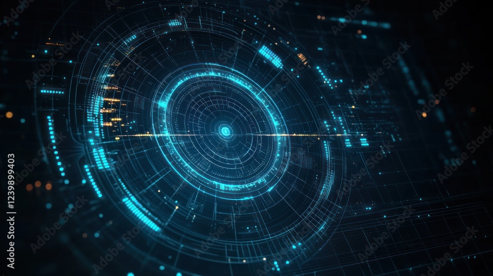 Obraz premium Futuristic Radar Interface in High-Tech Digital Art Style