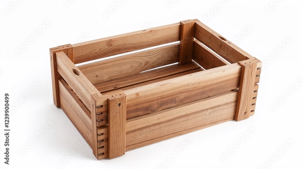 Empty wooden crate isolated on white background, ready for storage