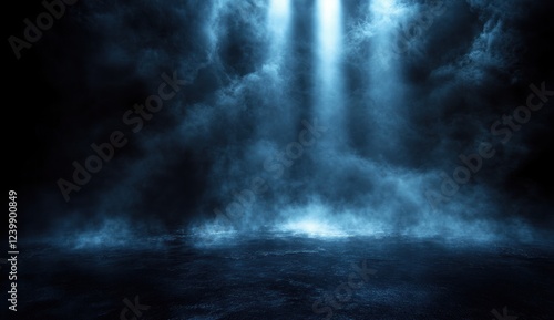 Wallpaper Mural Mystical Dark Scene with Ethereal Blue Light in Smoky Atmosphere and Chiaroscuro Torontodigital.ca