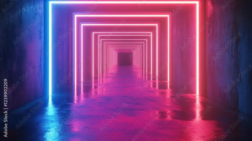 Fototapeta premium A tunnel with neon lights