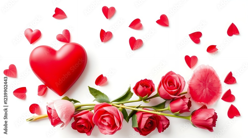 Romantic Red Roses and Heart Valentine's Day Image Romantic Red Roses and Heart Valentine's Day Image