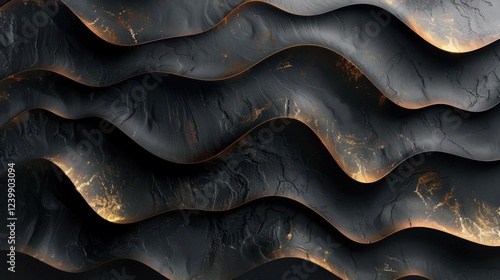 Dark wavy background with gold accents