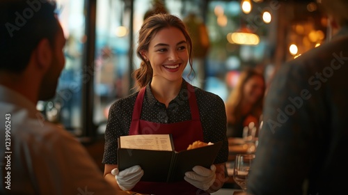 Wallpaper Mural Female waitress in a restaurant taking food order  Torontodigital.ca