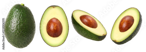 Canvas Print Hass avocado and Avocado cut in half isolated, transparent PNG, PNG format, coll