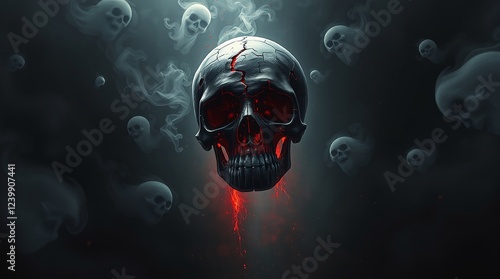 human skull in the night