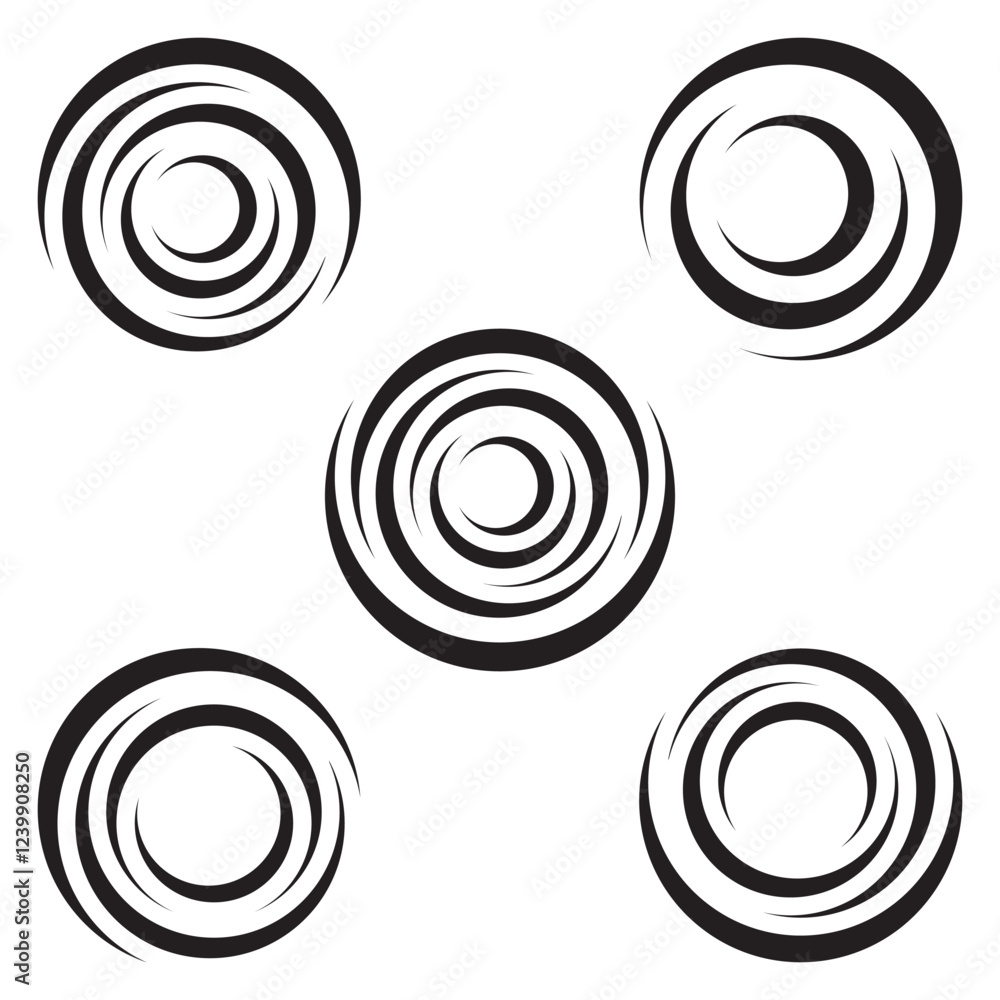 Sphere vortex twirl wind tornado cyclone spin. Spiral circle elements swirl icon set. Abstract waves spiral round shape symbol collection. Twist global wind sign icon vector illustration Sphere vortex twirl wind tornado cyclone spin. Spiral circle elements swirl icon set. Abstract waves spiral round shape symbol collection. Twist global wind sign icon vector illustration