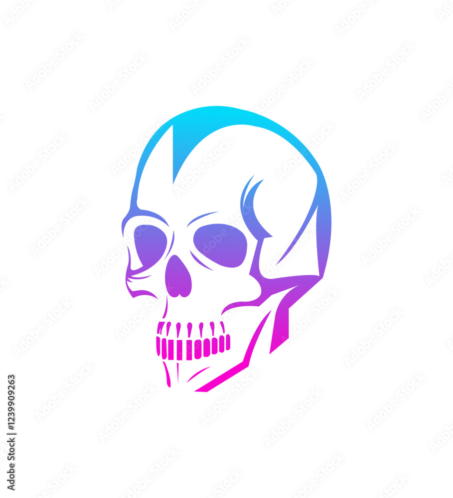 Fototapeta premium Gradient Skull Design, Colorful Human Skull Illustration, Anatomy Art