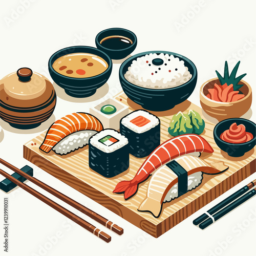 japanese sushi food vector illustration