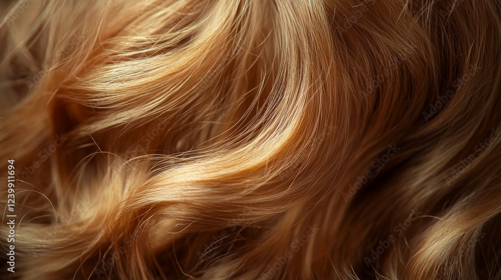 Naklejka premium Strand of curly, golden hair close up