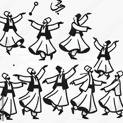 vector illustration of a Sufi dancer