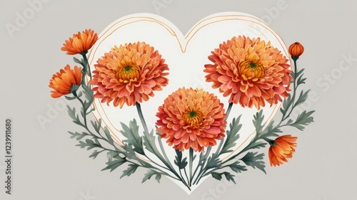 A seamless pattern featuring vibrant orange flowers against a neutral background generative ai