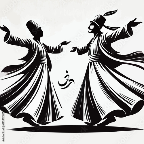vector illustration of a Sufi dancer