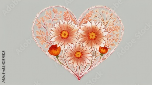 A seamless pattern featuring vibrant orange flowers against a neutral background generative ai