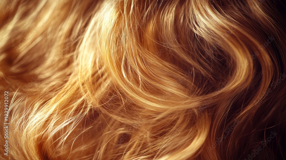 Fototapeta premium Strand of curly, golden hair close up