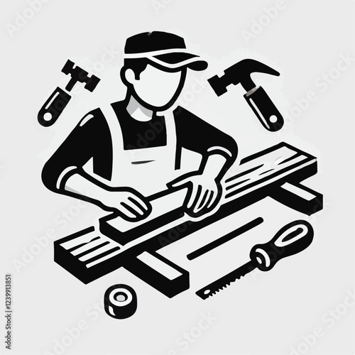 vector illustration of the profession of a wood craftsman