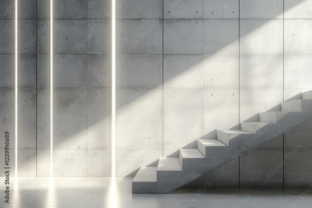 Obraz premium industrial concrete wall with geometric light patterns creating depth