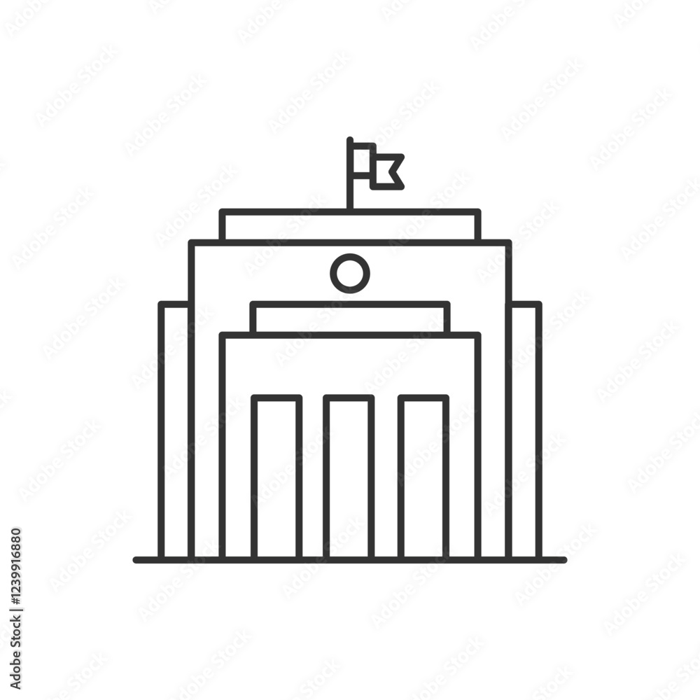 City hall building line icon, outline vector sign, linear style pictogram isolated on white. Capitol symbol, logo illustration. Editable stroke City hall building line icon, outline vector sign, linear style pictogram isolated on white. Capitol symbol, logo illustration. Editable stroke