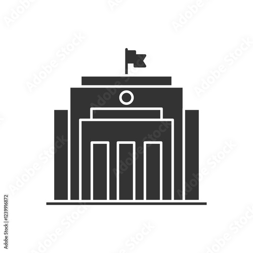 City hall building icon Flat line illustration